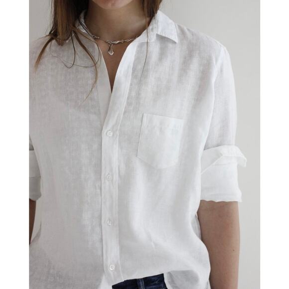 Frank & Eileen Tops - FRANK & EILEEN White Fish Linen Button Down Shirt Women's size XS